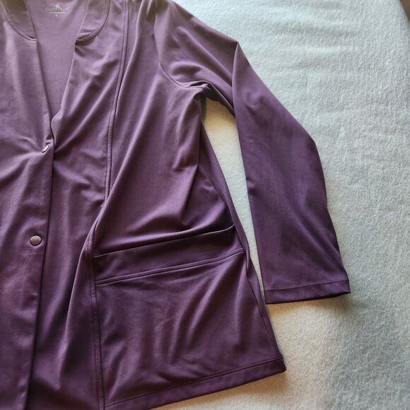 Cuddleduds large purple partial snap-up V-neck long sleeve cardigan - Picture 3 of 10
